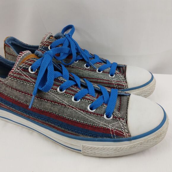 Converse Multicolor Striped Canvas Shoes Low Top Junior Mens 6 Womens 8 8.5 - Picture 2 of 16